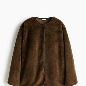 H&M Brown Faux Shearling Button-Front Jacket